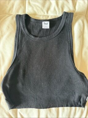TNA Black Ribbed Crop Tank